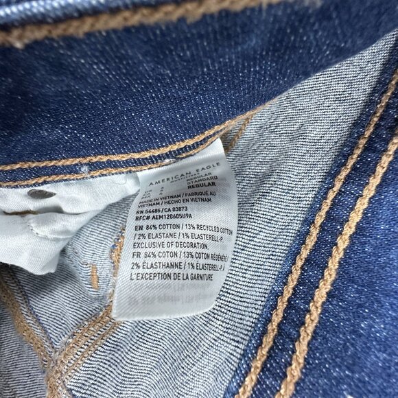American Eagle Flare Leg Jeans Size 4 Regular Womens Stretch Medium Wash Blue - Picture 6 of 12